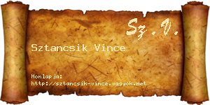 Sztancsik Vince névjegykártya